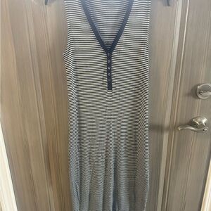 J. Crew Navy and White Striped Midi Dress